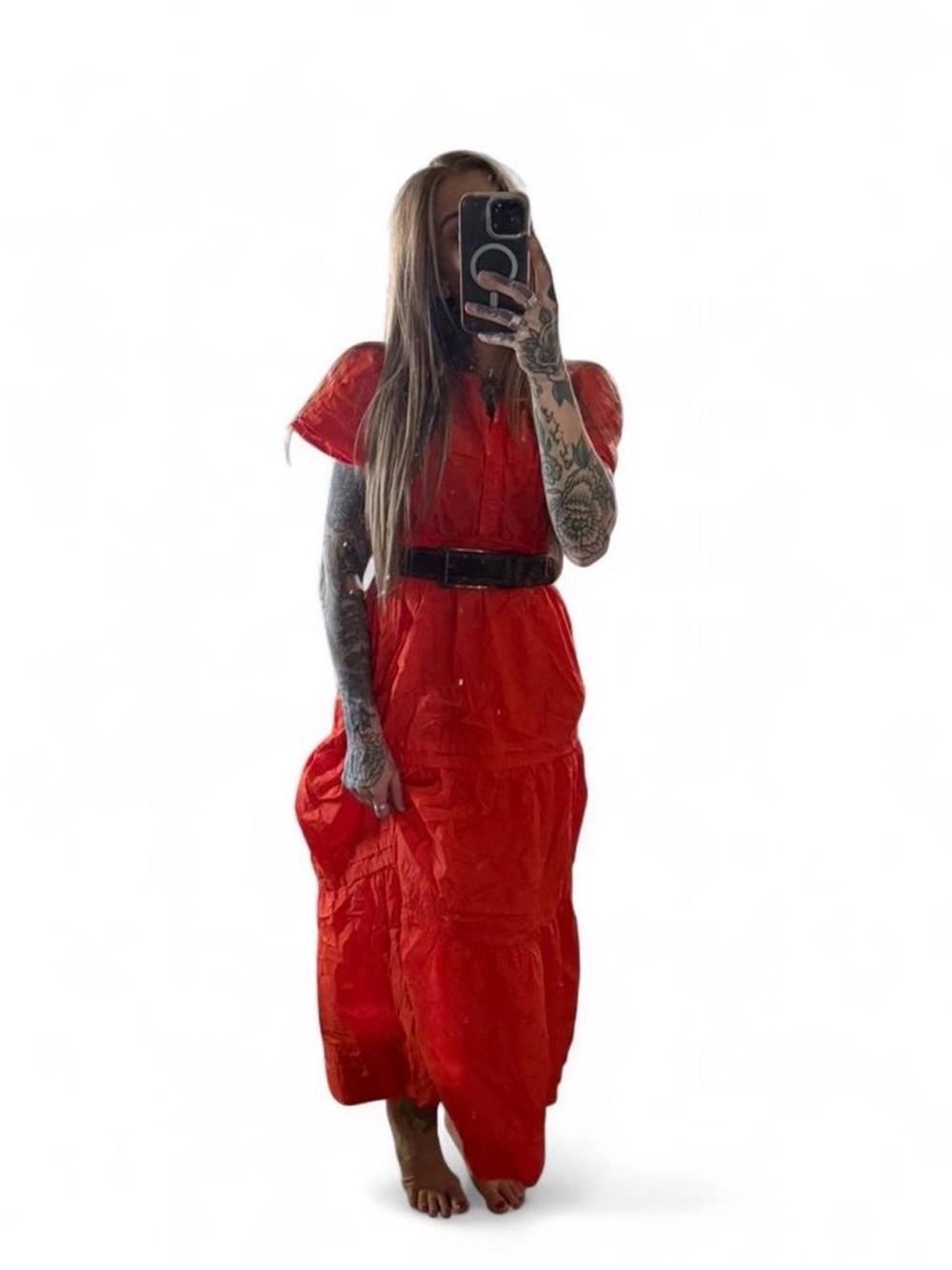 Quince Organic Cotton Orange Maxi Dress